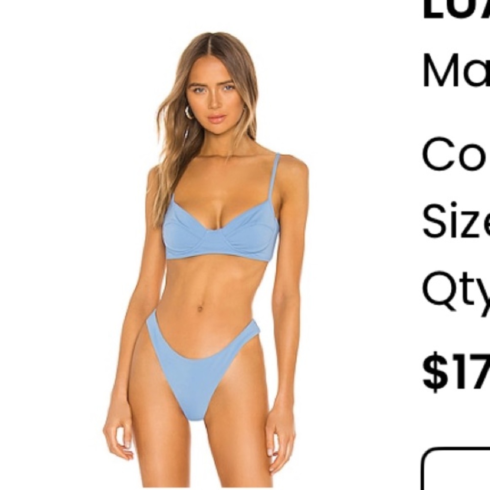 Mara Hoffman Sky Blue Lua Balconette Bikini Bra